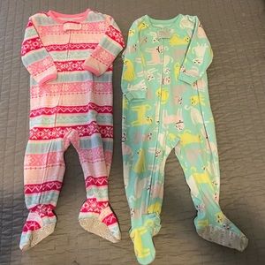Carter’s footie pajamas lot bundle size 12 month baby girls